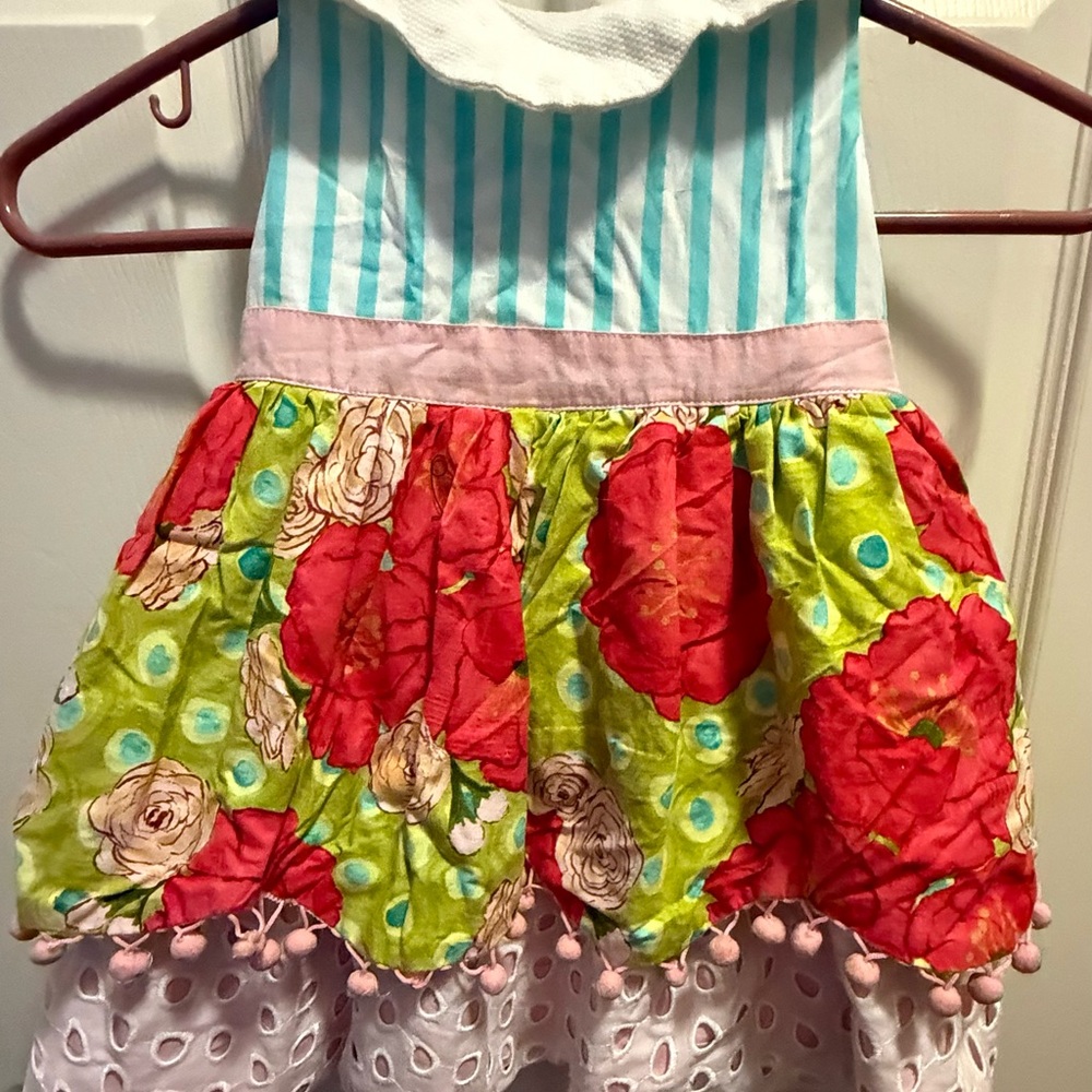 A La Modish Toddler Girls Multi Layered  Dress Size 2T  Pink Green Yellow